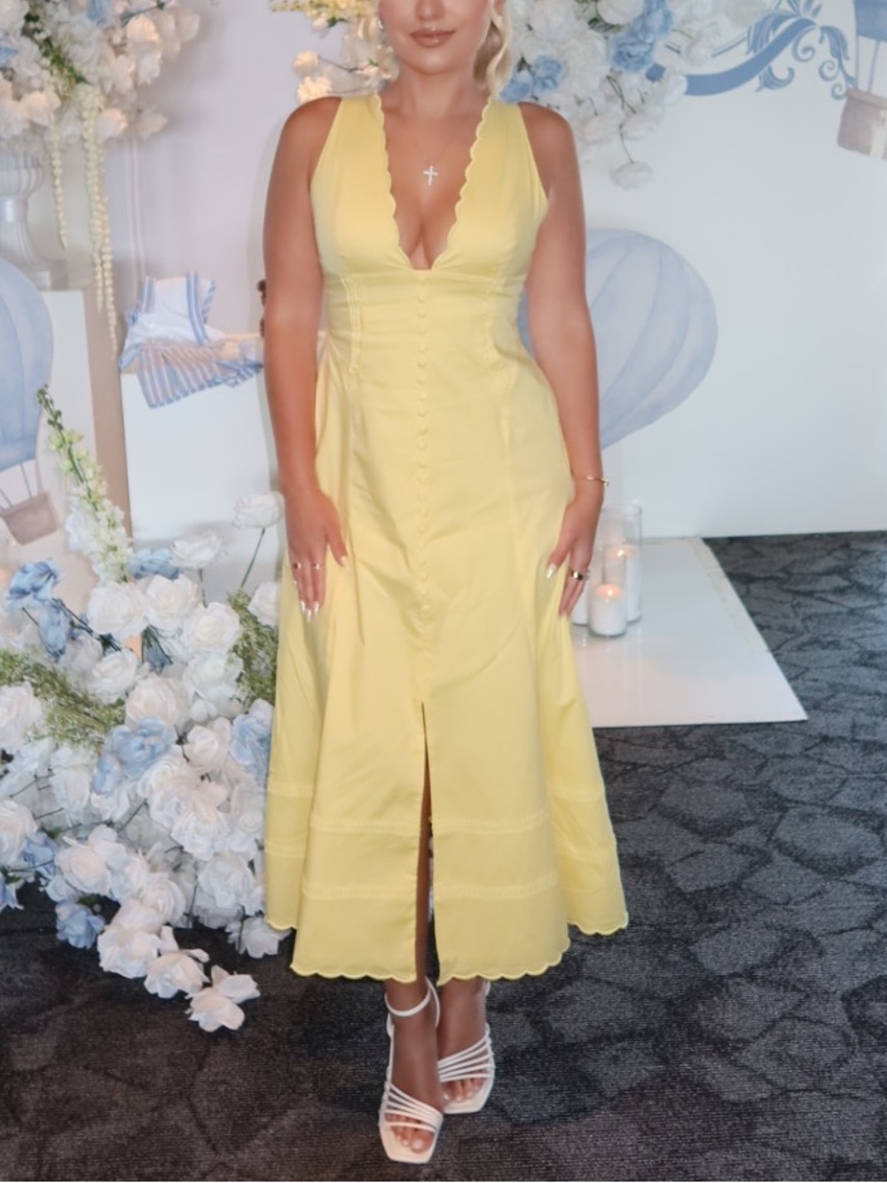 Oh Polly Aralisse Pastel Yellow Cotton-Poplin Midi Dress | Worn Once